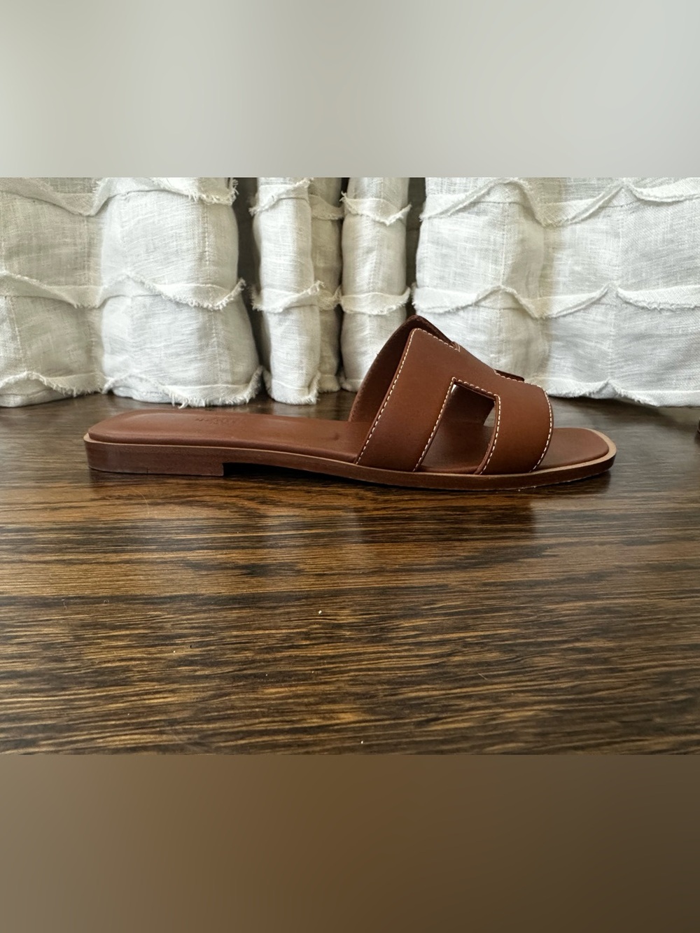 Hermes Cognac Brown Oran Slide Sandals - Picture 5 of 8